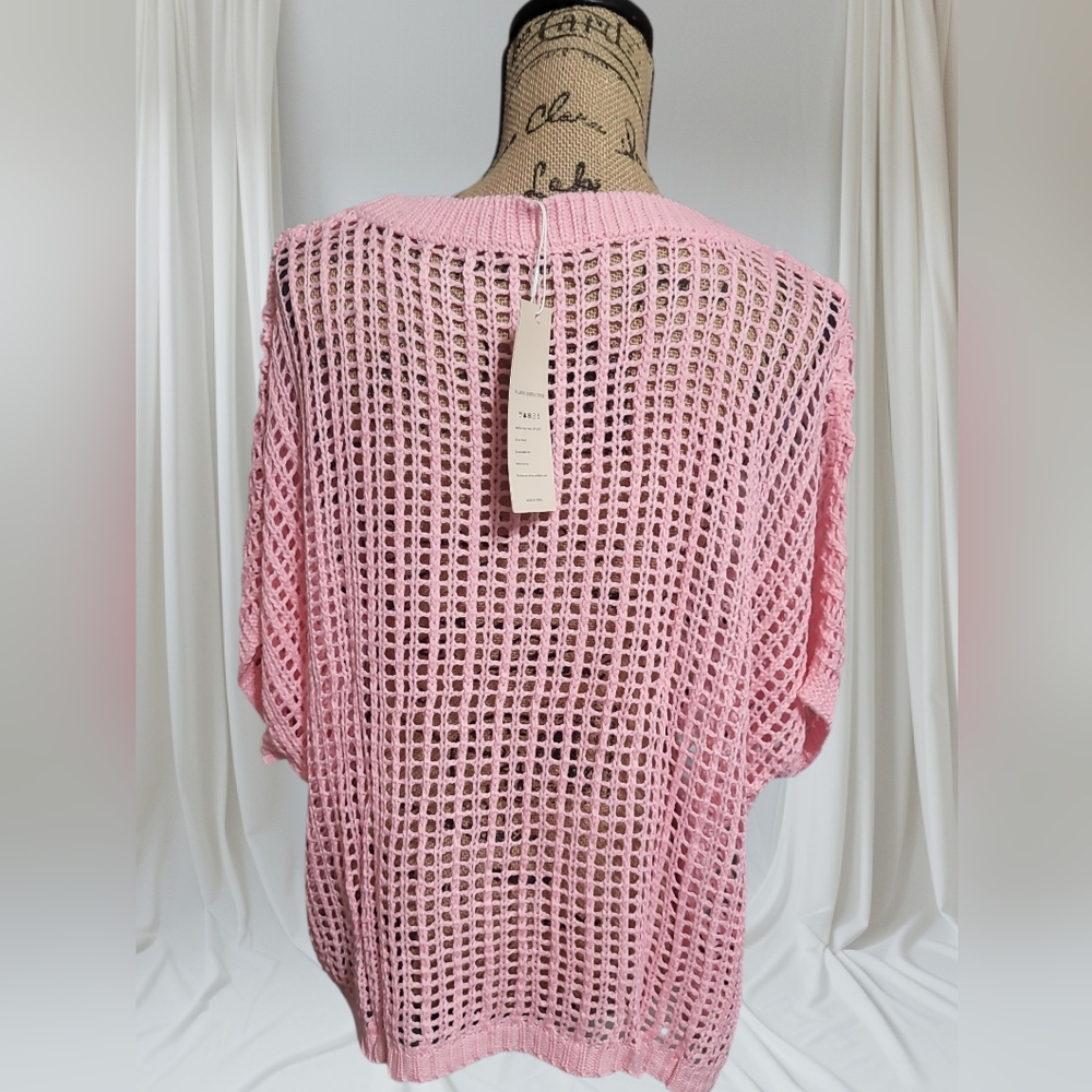 Dokotoo Pink Fishnet Off-Shoulder Top NWT - Picture 4 of 4